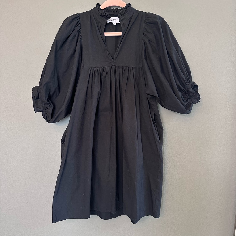 Never A Wallflower High Neck Dress Black Poplin Size XS